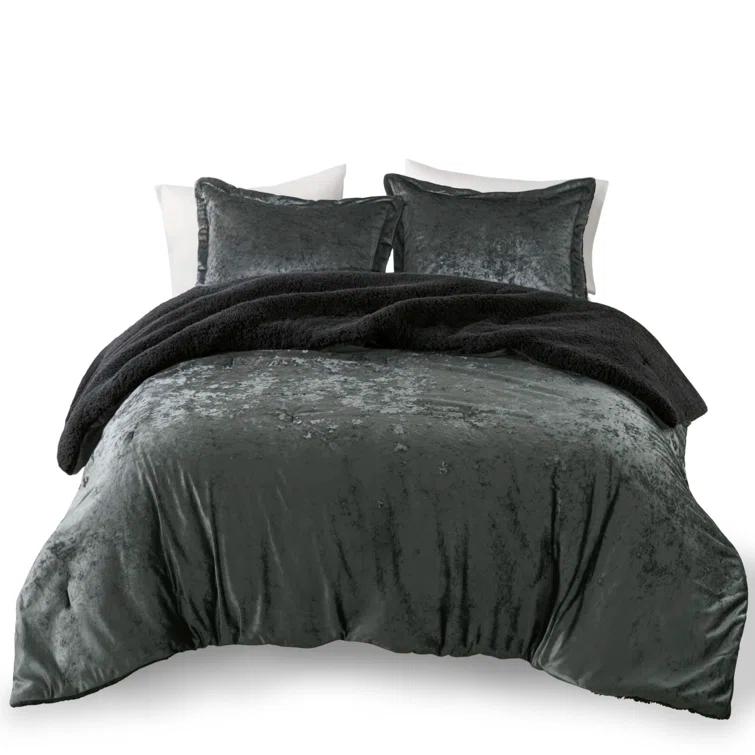 Intelligent Design Mira Crushed Velvet Sherpa Reversible Comforter Set