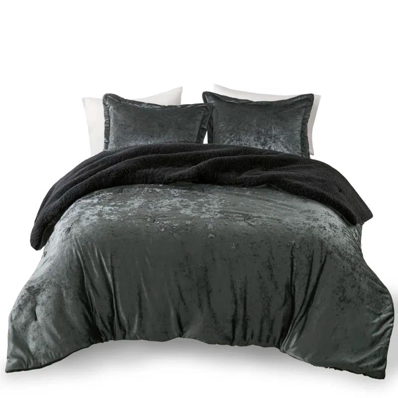 Intelligent Design Mira Crushed Velvet Sherpa Reversible Comforter Set