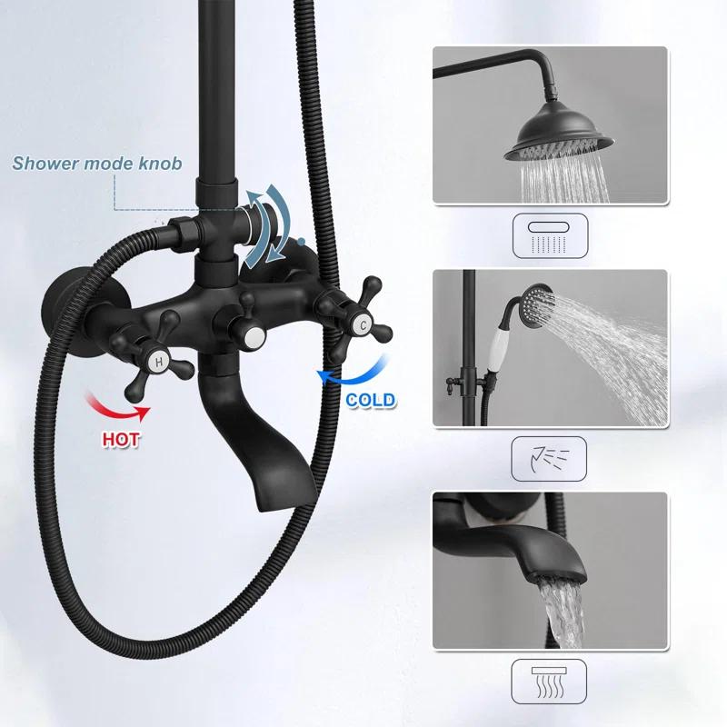 FUNDUXA Stainless Steel Wall Mounted Outdoor Shower with Detachable Shower Head