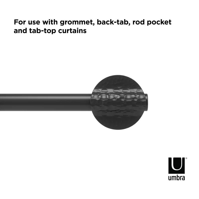 Matte Black Adjustable Steel Curtain Rod with Forged Finials