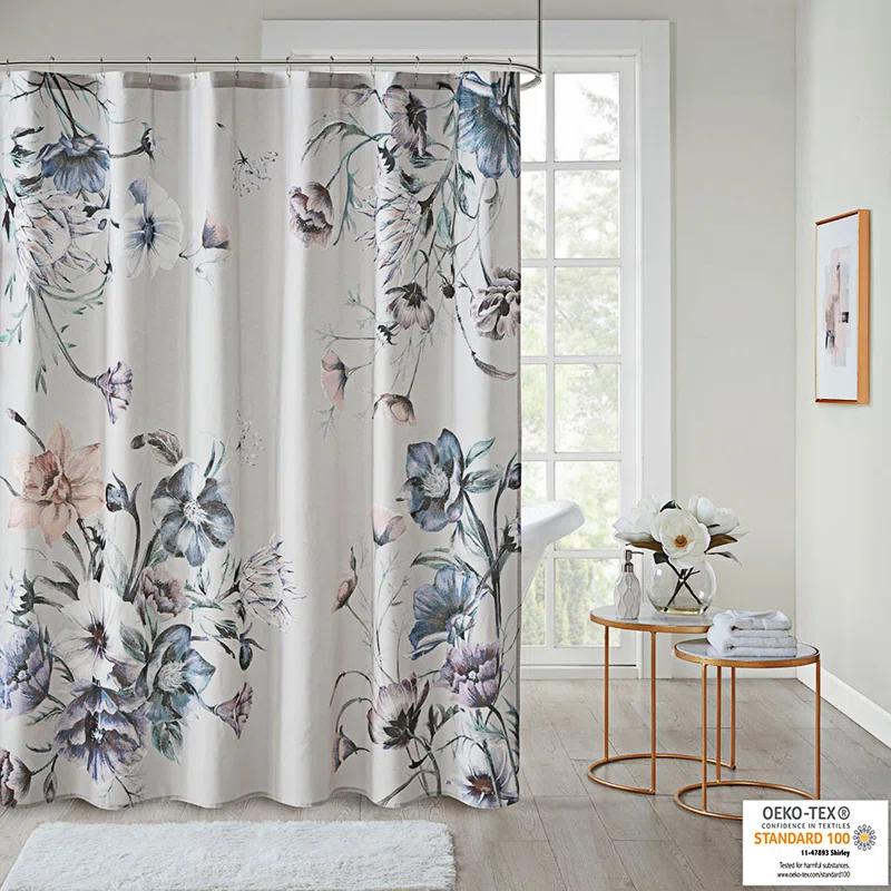 Madison Park Cassandra Printed Cotton Shower Curtain