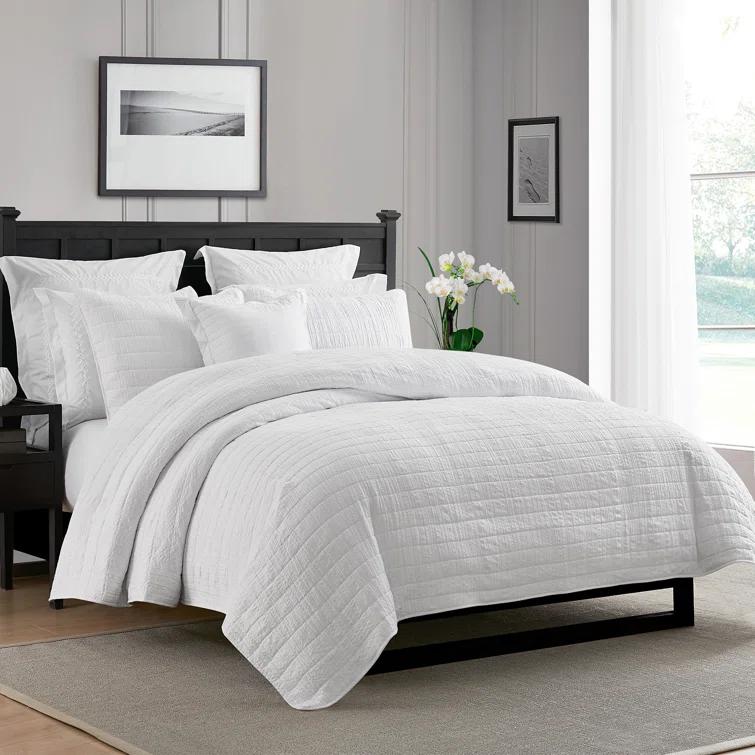 Swift Home Ultra Soft Crinkle Washed Microfiber 3-Piece Quilt Set