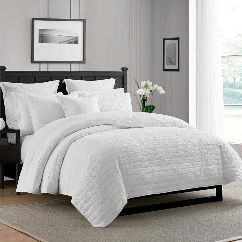 Swift Home Ultra Soft Crinkle Washed Microfiber 3-Piece Quilt Set