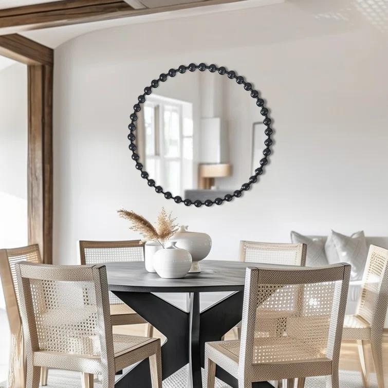 Marlowe Beaded Round Metal Wall Mirror