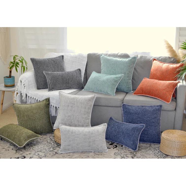 Oveesha Soft Textured Chenille Pillow Covers Set of 2 Cozy Cushion Covers