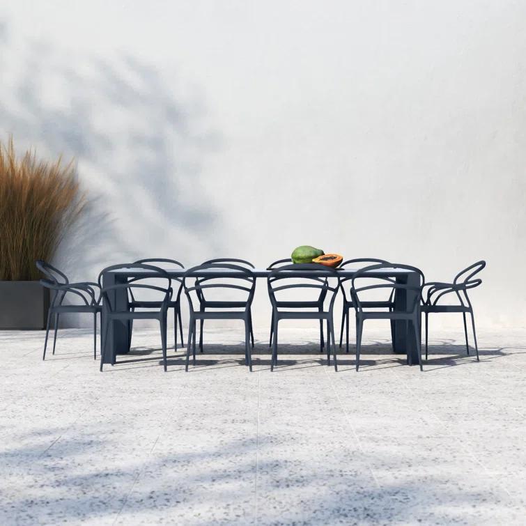 Comet 39.37'' Rectangular 10 - Person Outdoor Dining Set