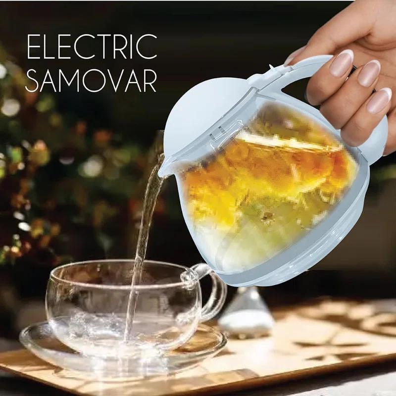 Ttak Houseware Ttak Houseware Electric Glass Samovar - Tea Maker Water Auto Shut Off Kettle Modern Design Overheat Boil-Dry Protection LED Temperature Glass Teapot