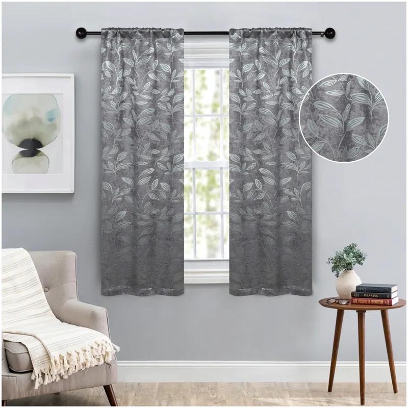 Superior Modern Bohemian Leaves Polyester Machine Washable Room Darkening Blackout Curtains by Superior (Set of 2)