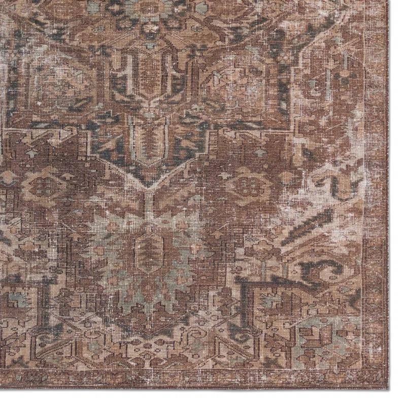 Kate Lester + Jaipur Living Machine Washable Minita Medallion Brown/ Tan Rug