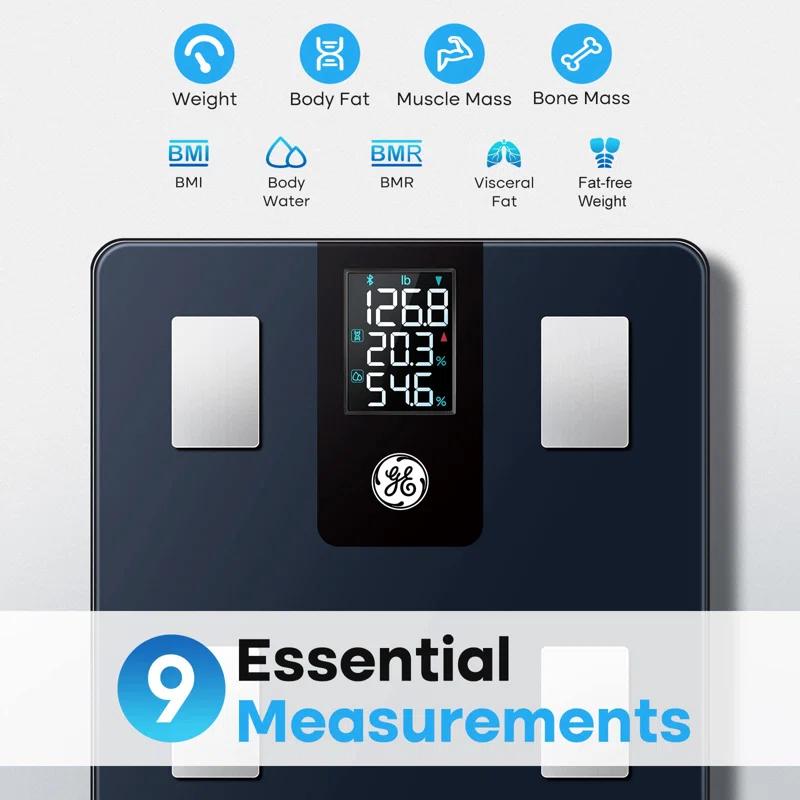 MODERN WALLS LLC Smart Scale For Body Weight And Fat Percentage With All-In-One LCD Display, Digital Bathroom Weight Scales Bluetooth Body Composition Analyzer, Accurate Weighing, 396 Lbs