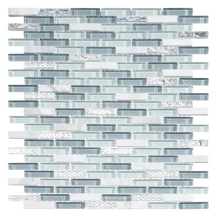 Andova Loic 1" x 2" Glass Brick Joint Mosaic  Kitchen Backsplash, Bathroom, Shower, Pool, Wall and Floor Tile