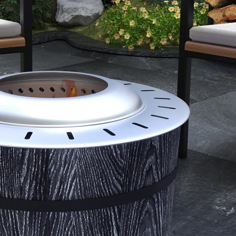 Outsunny 20.5" H x 20.5" W Stainless Steel Wood Burning Outdoor Fire Pit