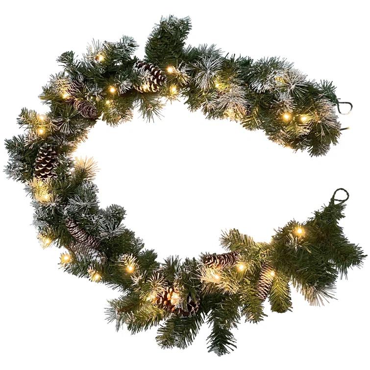 Northlight Seasonal 6' x 9" Pre-Lit Decorated Frosted Pine and Pine Cone Artificial Christmas Garland