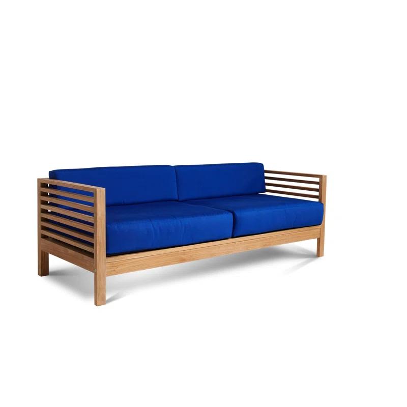 Summer 5-Piece Teak Outdoor Conversation Set with Blue Cushions