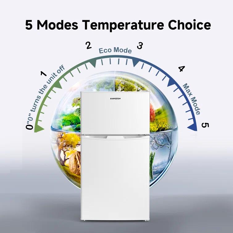 BANGSON BANGSON 3.2 CU.FT, 2 Door Small Refrigerator with Freezer US-BSR-200WH