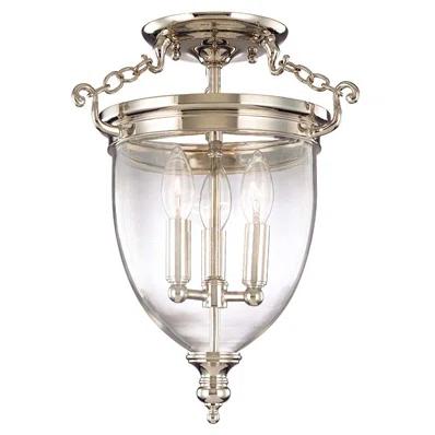 Regency Elegance 11" 3-Light Polished Nickel & Glass Jar Semi-Flush Mount