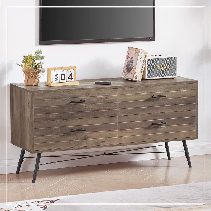 Charlton Home® 4-Drawer Chest, 4 Drawer Dresser TV Stand , Dressers Bedroom Furniture Large Storage Tower Unit