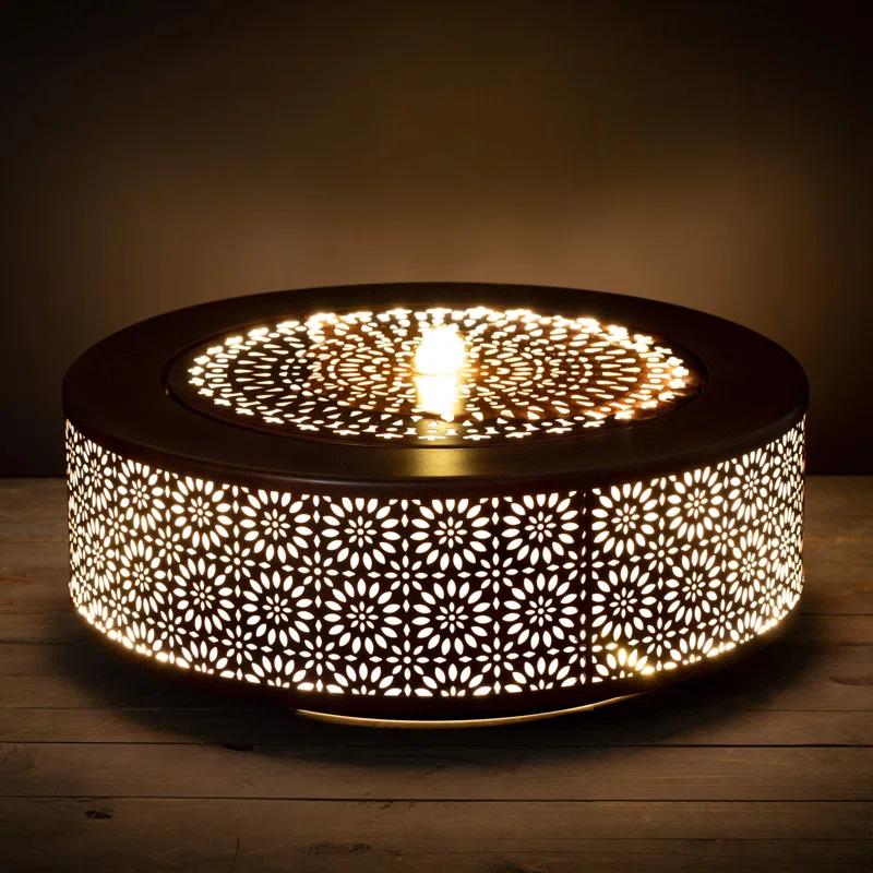 Dakota Fields Corsha Metal Weather Resistant Floor Fountain with Light
