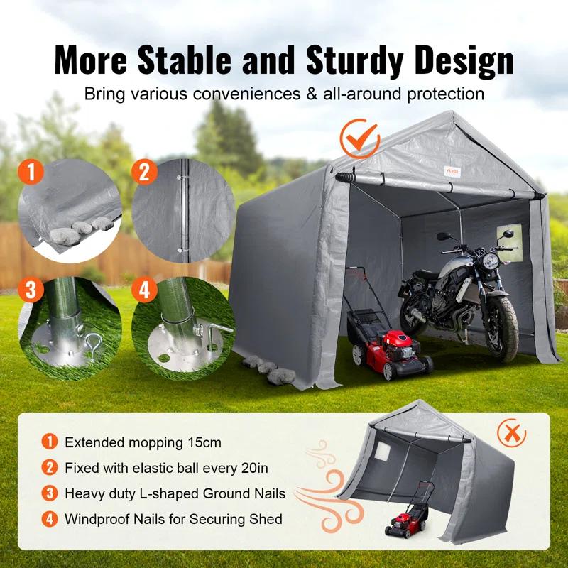 VEVOR Heavy Duty 7 ft. W x 12 ft. D Polyethylene Portable Storage Shed