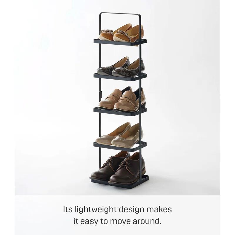 Yamazaki Home Steel Upright 5 Pair Shoe Rack with Handle