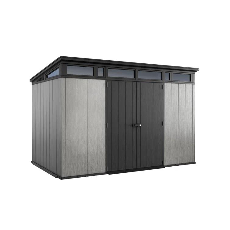 Keter Keter Artisan 11x7 ft. Modern Durable Resin Outdoor Storage Shed With Floor and Double Doors for Garden Patio Furniture and Tools, Grey