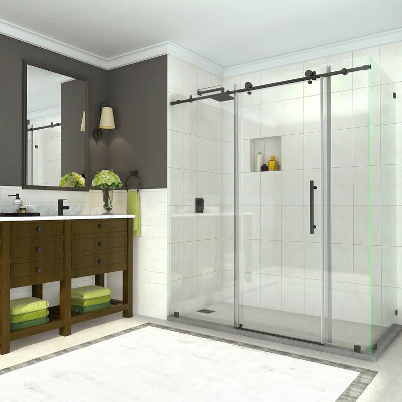 Aston Coraline 68" - 72" W x 33.875" D x 76" H Frameless Sliding Shower Enclosure SEN984EZ-ORB-72-10