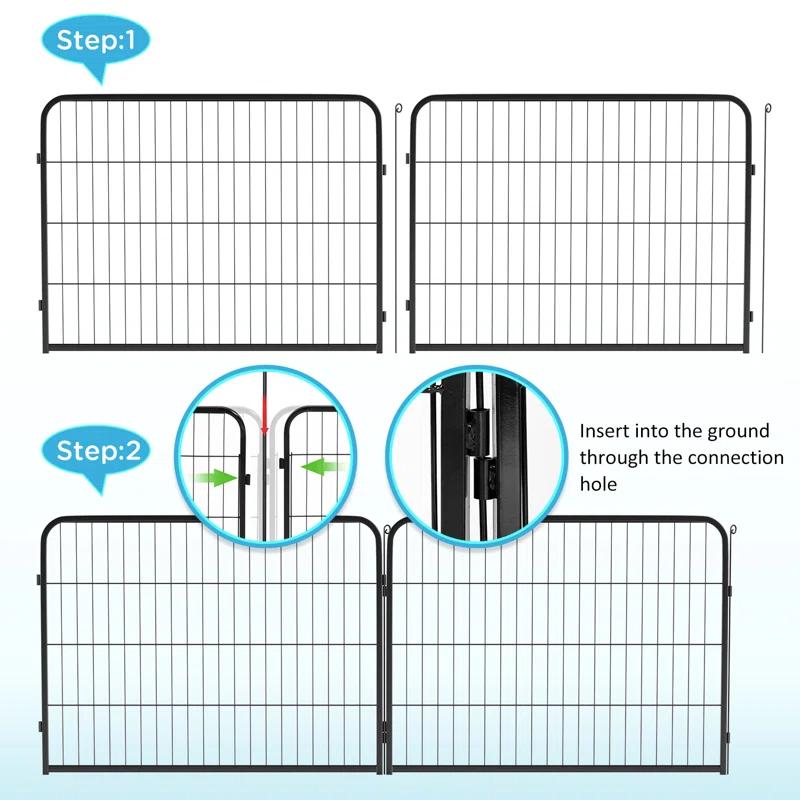 Dog Playpen Indoor 12 Panels Dog Pen For Small And Medium Dogs, Exercise Pen Pet Dog Fence With Doors Pet Puppy Playpen For RV Camping Yard, Black