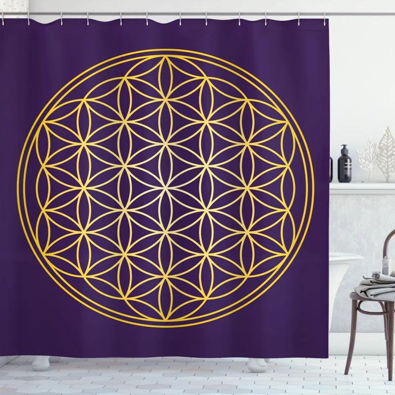 Geometric Shower Curtain with Hooks Included