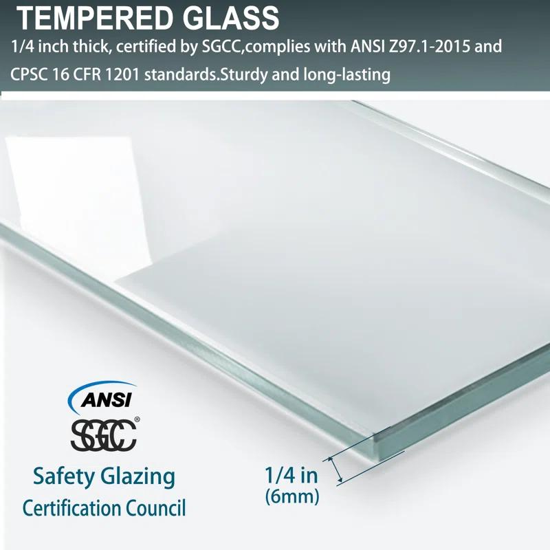 32-33.5 in. W x 72 in. H Pivot Swing Frameless Shower Door with Clear SGCC Tempered Glass