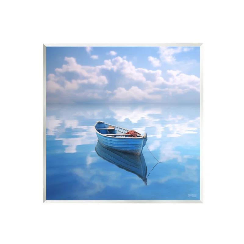 Stupell Industries Bb-420-Wood " Lone Boat On Cloudy Sea " by RB