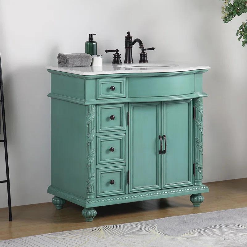 Fleur De Lis Living Okelly 36'' Single Bathroom Vanity with Carrara Marble Top