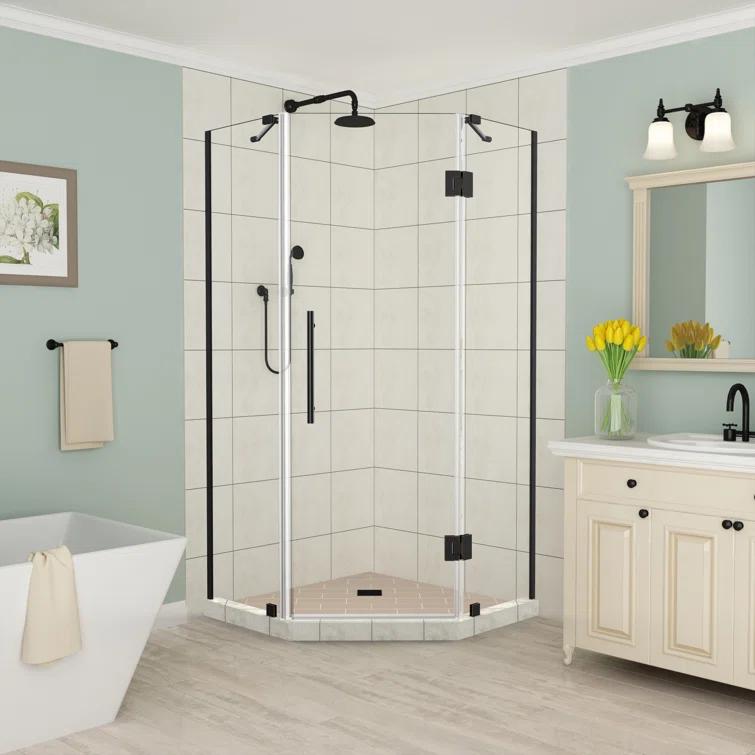 Aston Merrick 36" x 72" Neo Angle Hinged Shower Enclosure | Wayfair