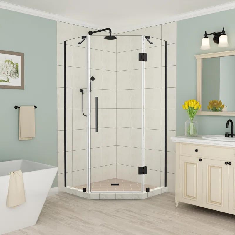 Aston SEN966EZ-ORB-34-10 Merrick 34" x 72" Neo Angle Hinged Shower Enclosure