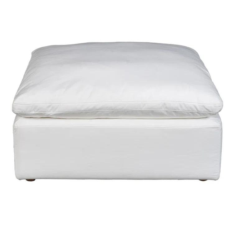 White Performance Fabric Transitional Ottoman