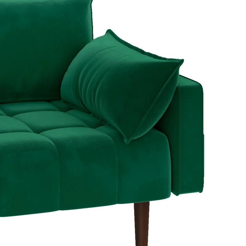 Mercer41 Damales 70" Square Arm Loveseat Sofa, Modern Velvet Loveseat with 2 Pillows