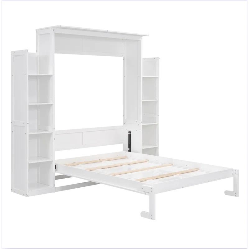 yuanhuan Full Size Murphy Bed Wall Bed With Shelves And LED Lights