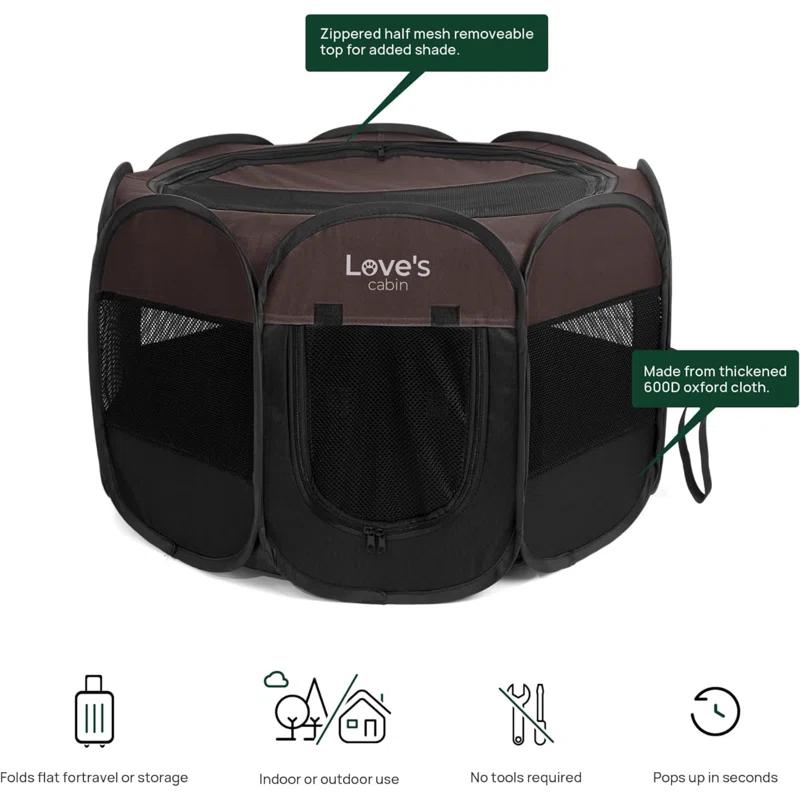 Pet Puppy Dog Playpen, Small Dog Tent Crates Cage Indoor/Outdoor, Portable Playpen For Dog And Cat, Foldable Pop Up Dog Kennel Playpen With Carring Case, Removable Zipper Top