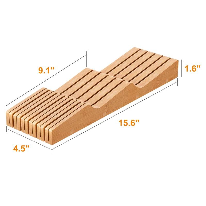 APPENIN WINTER PARK CORP In-Drawer Knife Block Organizer - Bamboo Wood Drawer Knife Organizer-Protecting Knife Organizer Block Holds Up To 11 Knives（Not Included)