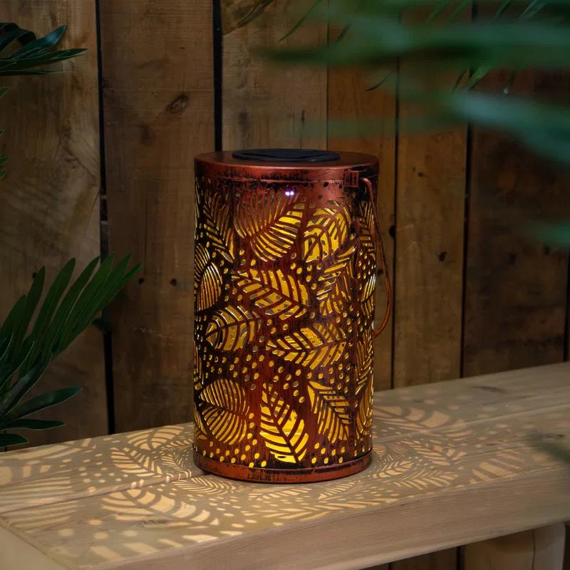 Northlight Seasonal 8" Bronze Foliage Outdoor Solar Lantern with Handle | Wayfair
