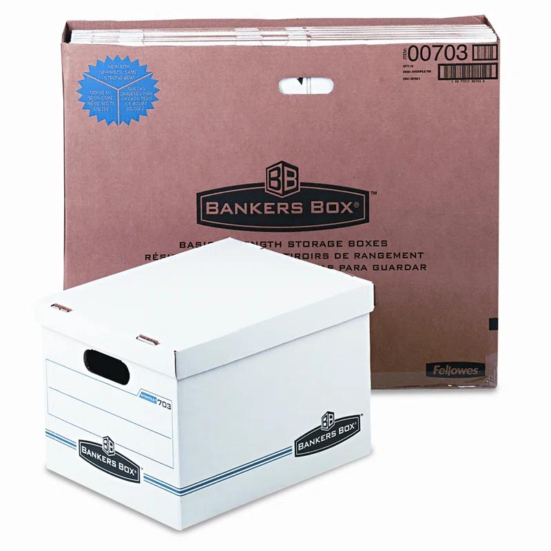 Bankers Box® Stor/File Box w/Lid & Handle, Ltr/Lgl, 12 x 15 x 10, WE/Blue, 12/Ctn