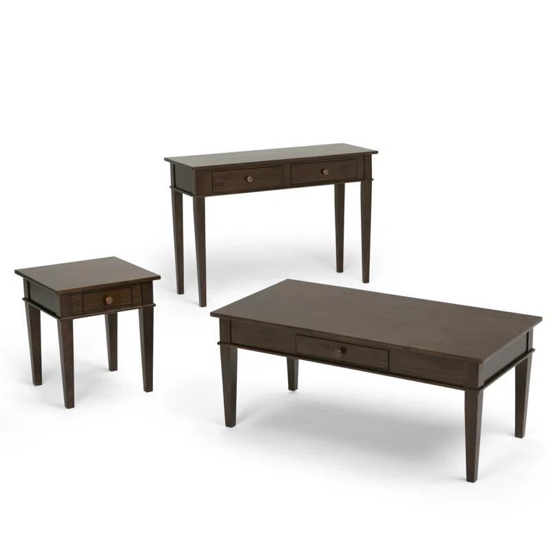 Simpli Home Carlton 44"W Solid Wood Storage Console Table in Dark Tobacco Brown with 2 Drawers