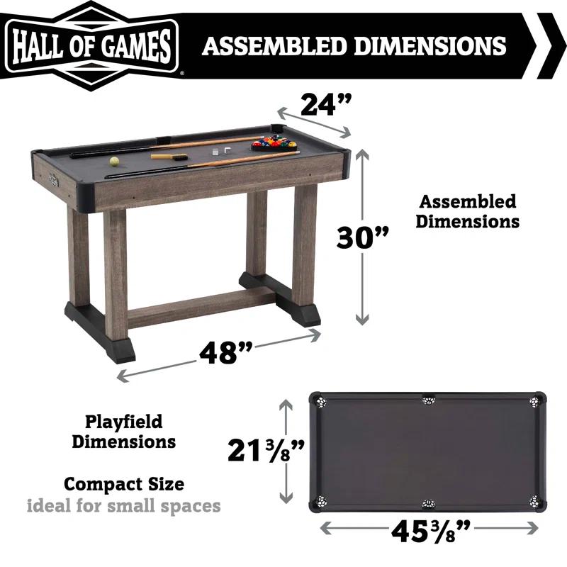 Hall of Games Charleston 4' Pool Table with Playing Accessories