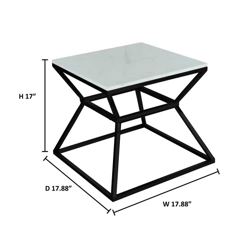 Adore Decor Audrey Marble Side Table, 17"