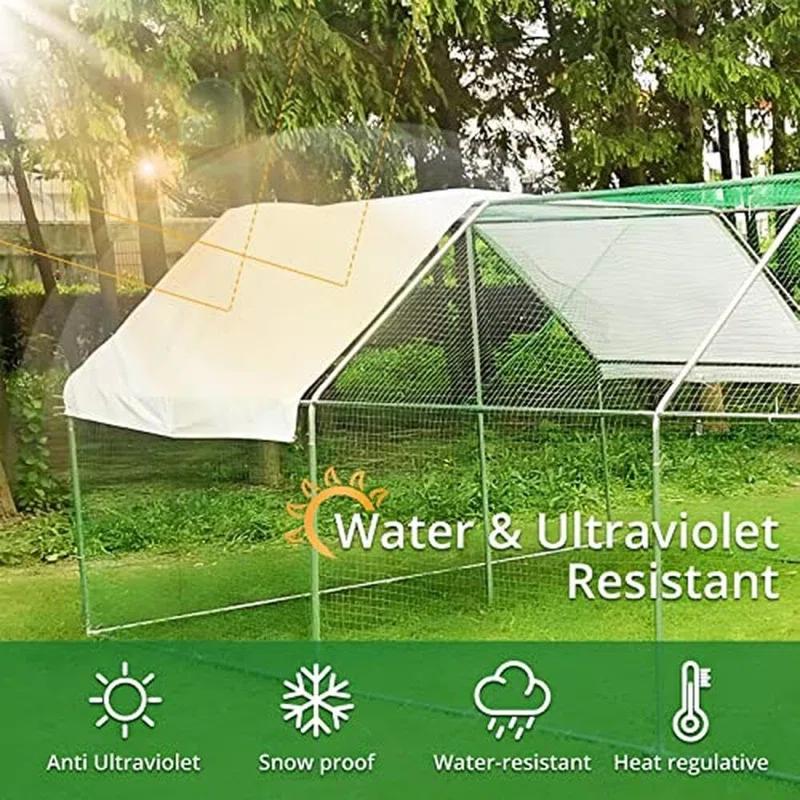 Tucker Murphy Pet™ Large Metal Chicken Coop, Walk-In Chicken Run, Galvanized Wire Poultry Chicken Hen Pen Cage, Rabbits Duck Cages With Waterproof Anti-Ultraviolet Cover For Farm, Backyard (18.5’X9.2’X6.5’)