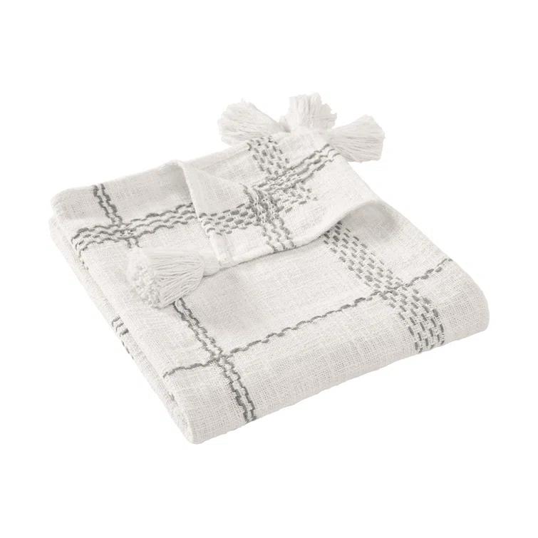 VCNY Piri Plaid Woven Slub Cotton Throw Blanket, 50" x 60"