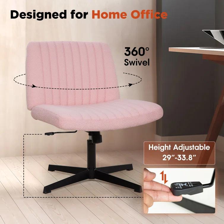 FDW Criss Cross Chair Armless Office Chair No Wheels Modern Swivel Height Adjustable Ergonomic Desk Chair With Wide Seat Computer Task Vanity Chair For Home Office