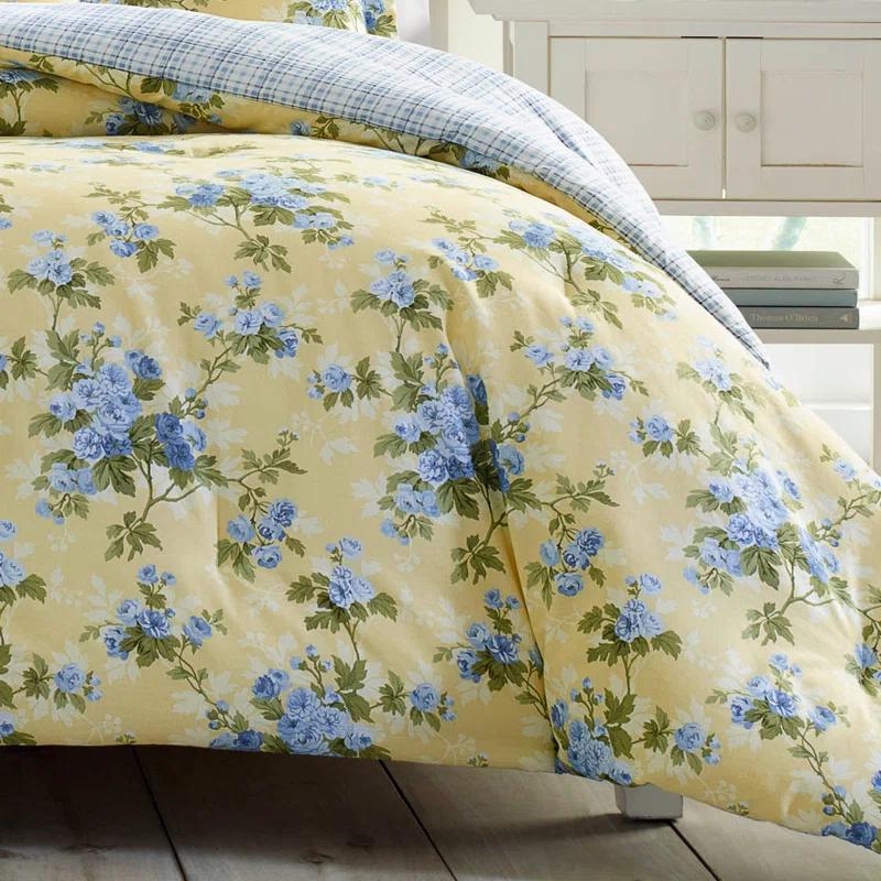 Laura Ashley Laura Ashley Cassidy Floral Yellow Cotton Comforter Bonus Set