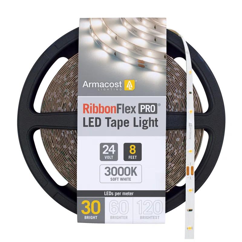 Armacost Lighting 144210 RibbonFlex Pro, 24V, 3000K, 30LEDs/M, IP20, 2.5M Under Cabinet Strip Light