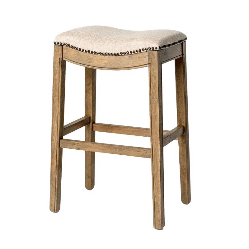 Maven Lane Maven Lane Adrien Backless Saddle Kitchen Stool with Fabric Upholstery