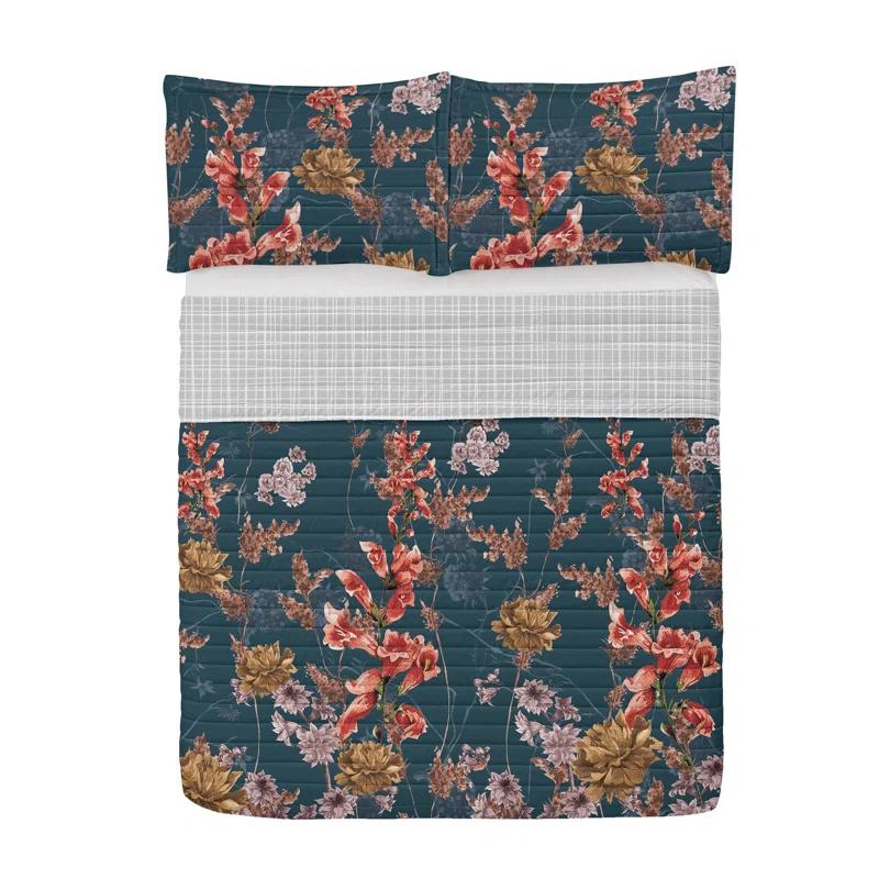 Ambesonne Microfiber Reversible 3 Piece Coverlet/Bedspread Set